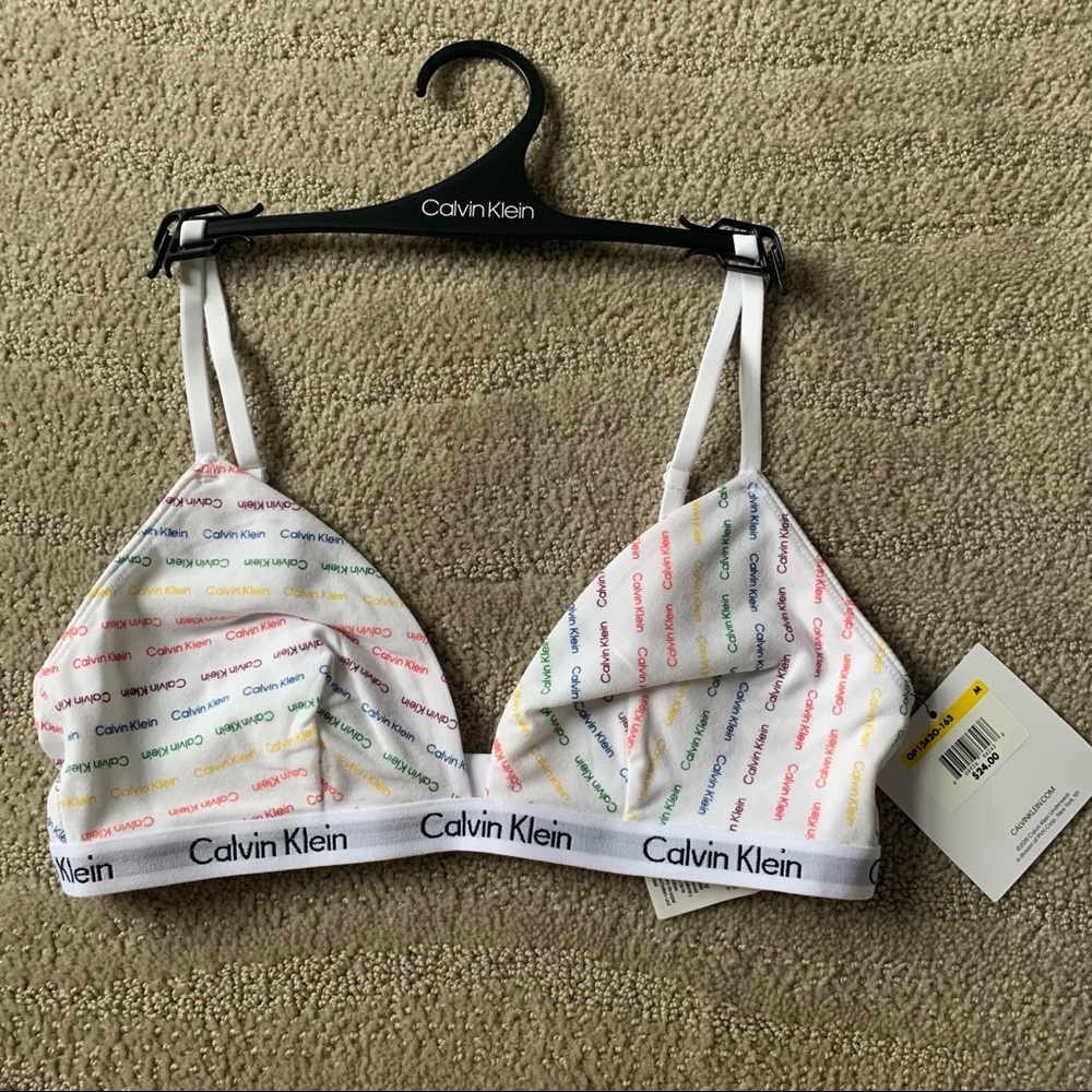 NWT Calvin Klein White Rainbow Triangle Bralette